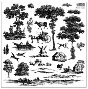 Rural Scenes Decor Stamp TWO SHEETS